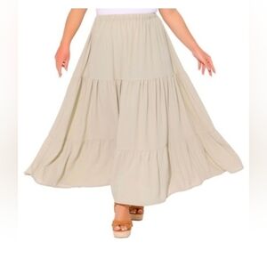 Agnes Orinda Plus Size Women's Swing Maxi Skirt Elastic High Waist Boho Flowy